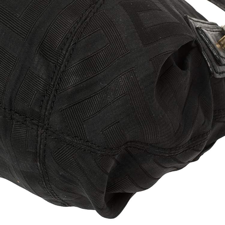 Pre Owned Givenchy Black Monogram Canvas and Croc Embossed Leather Hobo
