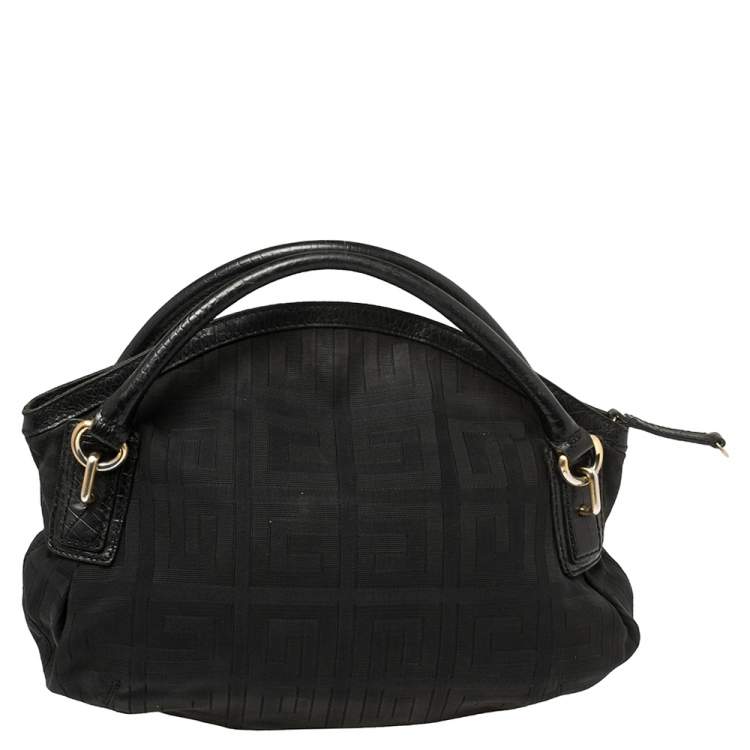 Pre Owned Givenchy Black Monogram Canvas and Croc Embossed Leather Hobo