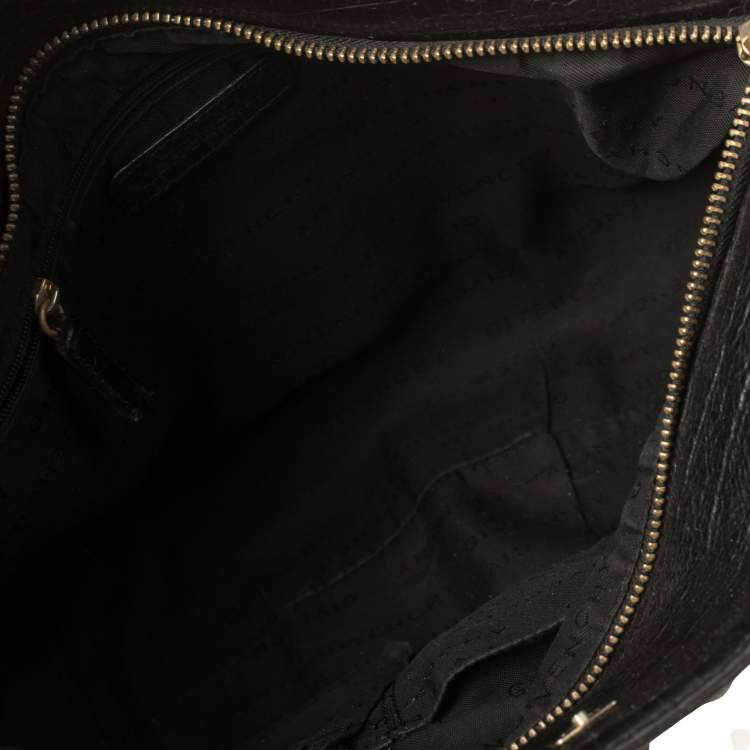 Pre Owned Givenchy Black Monogram Canvas and Croc Embossed Leather Hobo