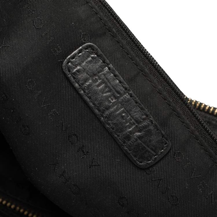 Pre Owned Givenchy Black Monogram Canvas and Croc Embossed Leather Hobo