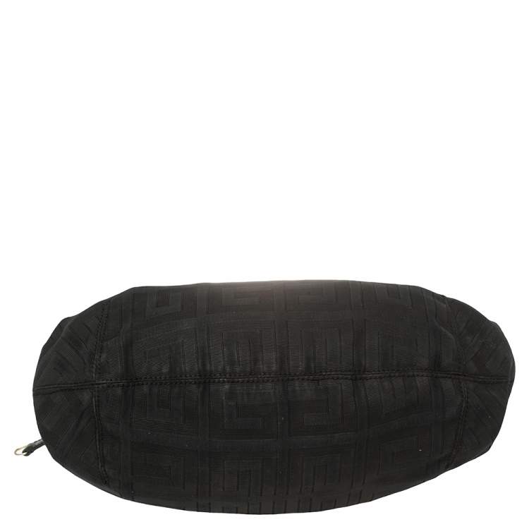 Pre Owned Givenchy Black Monogram Canvas and Croc Embossed Leather Hobo