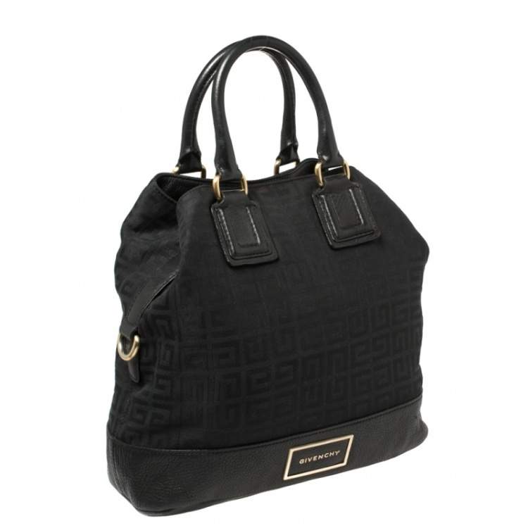 Pre Owned Givenchy Black Monogram Canvas and Leather Hobo