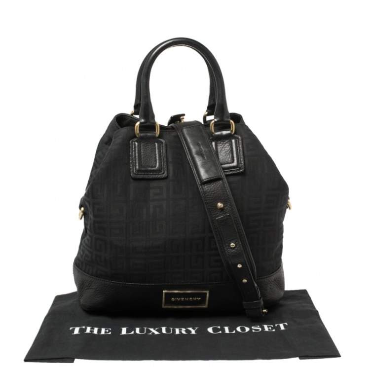 Pre Owned Givenchy Black Monogram Canvas and Leather Hobo