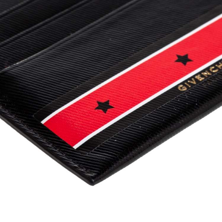 Pre Owned Givenchy Black Patent Leather Stars And Stripes Print Cardholder