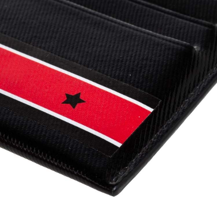 Pre Owned Givenchy Black Patent Leather Stars And Stripes Print Cardholder