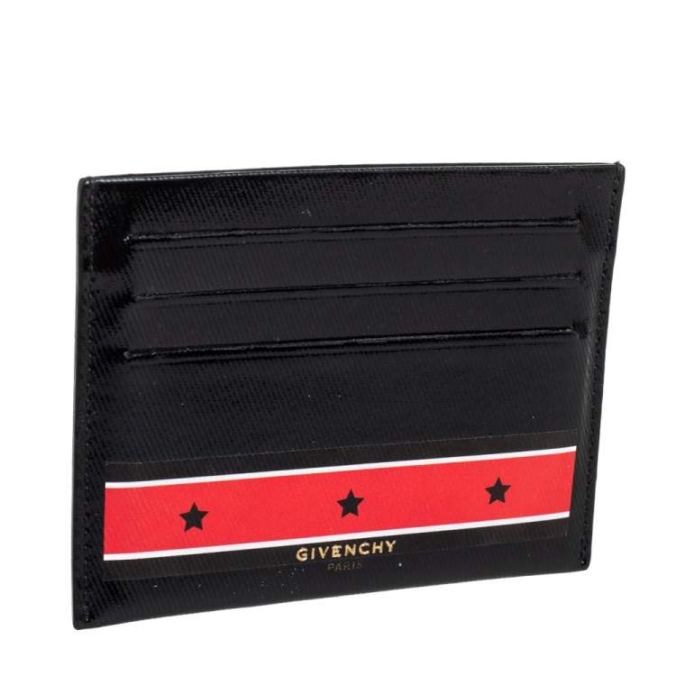 Pre Owned Givenchy Black Patent Leather Stars And Stripes Print Cardholder