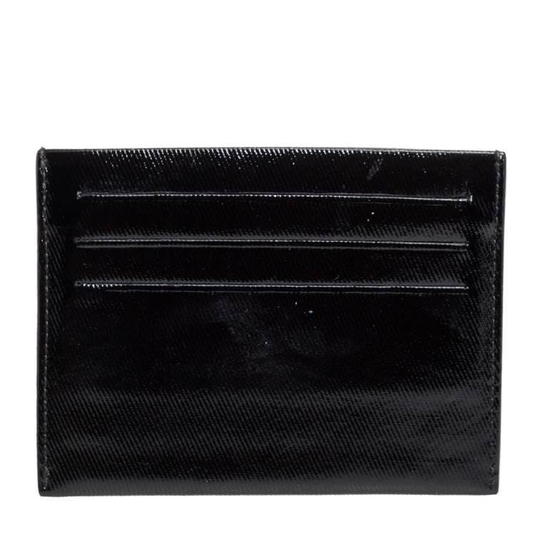 Pre Owned Givenchy Black Patent Leather Stars And Stripes Print Cardholder