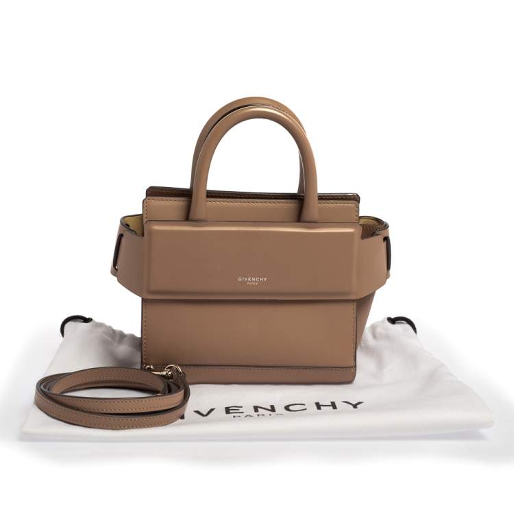 Pre Owned Givenchy Beige Leather Nano Horizon Crossbody Bag