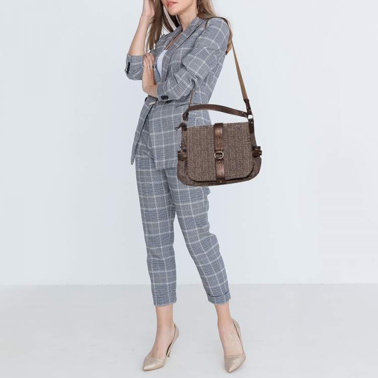 Pre Owned Givenchy Metallic Brown Monogram Fabric and Leather Messenger