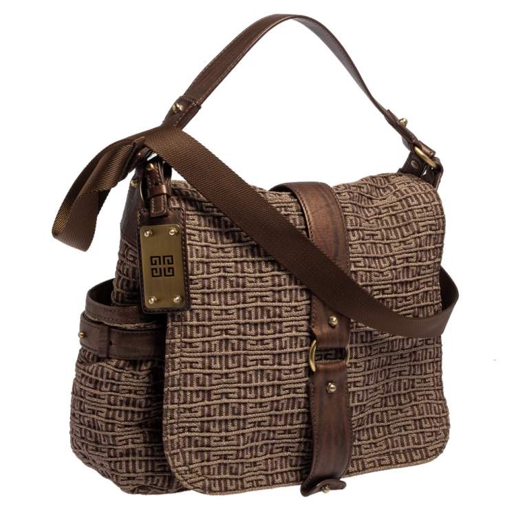 Pre Owned Givenchy Metallic Brown Monogram Fabric and Leather Messenger