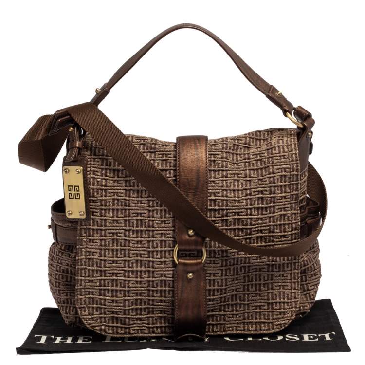 Pre Owned Givenchy Metallic Brown Monogram Fabric and Leather Messenger