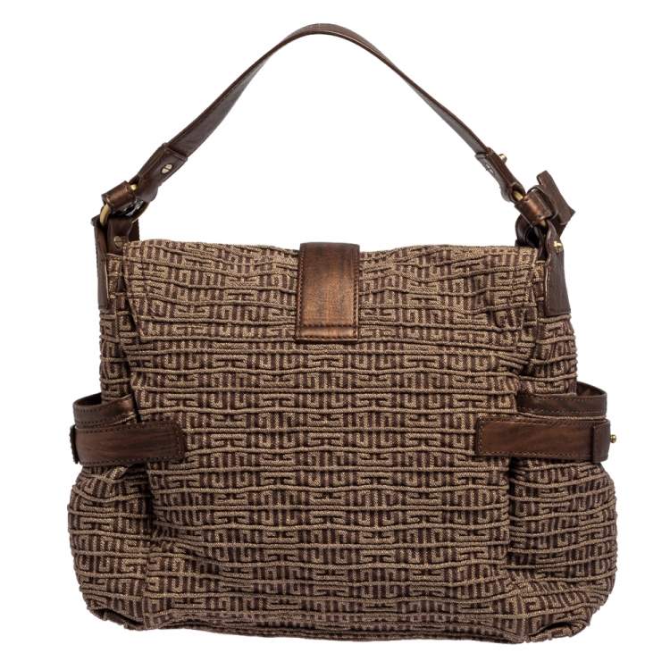 Pre Owned Givenchy Metallic Brown Monogram Fabric and Leather Messenger