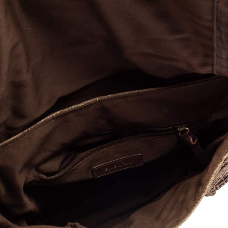Pre Owned Givenchy Metallic Brown Monogram Fabric and Leather Messenger