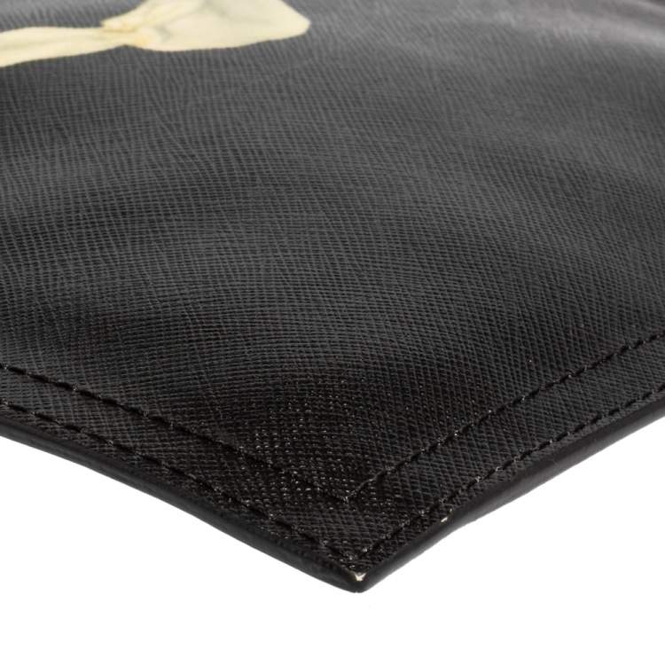 Pre Owned Givenchy Black Patent Leather Printed Clutch