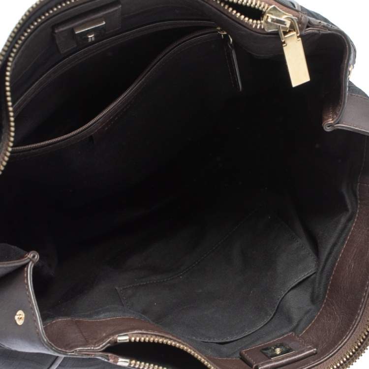 Pre Owned Givenchy Black/Brown Monogram Canvas and Leather Tote