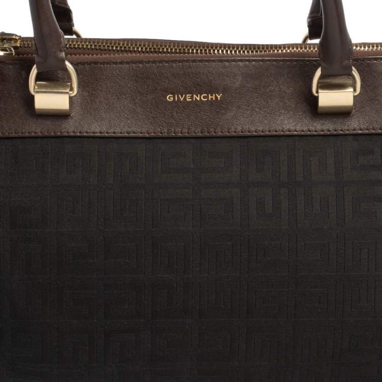 Pre Owned Givenchy Black/Brown Monogram Canvas and Leather Tote
