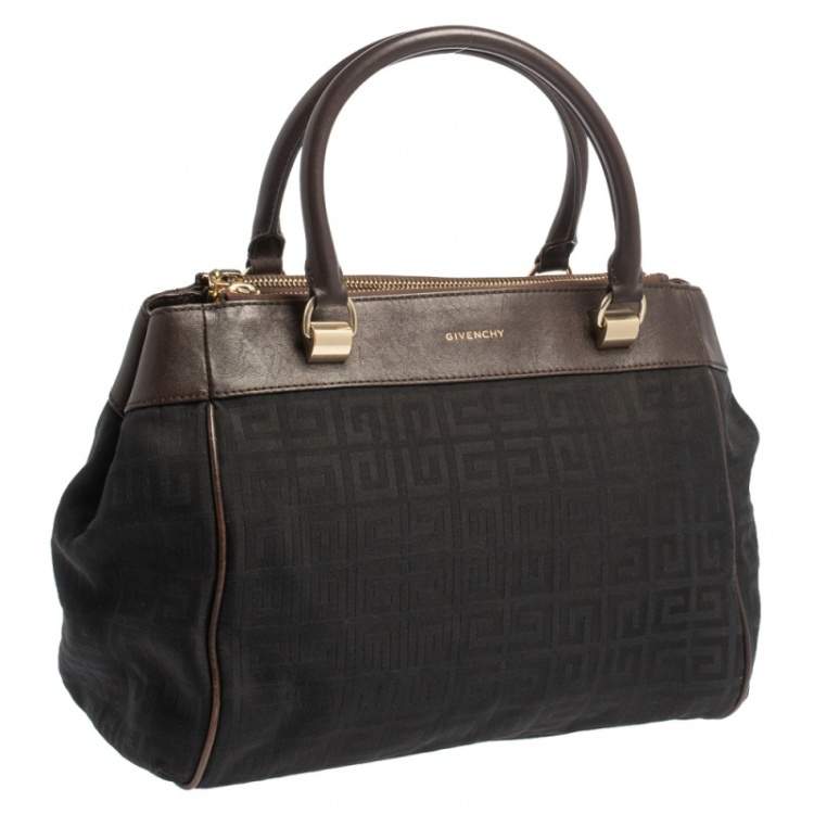 Pre Owned Givenchy Black/Brown Monogram Canvas and Leather Tote