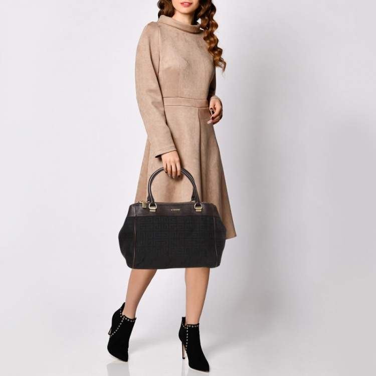 Pre Owned Givenchy Black/Brown Monogram Canvas and Leather Tote