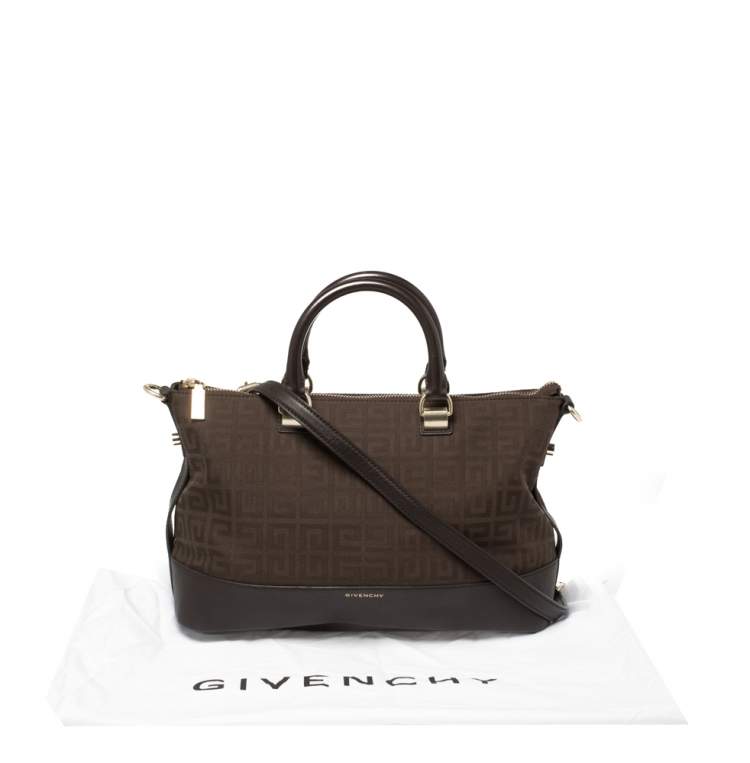 Pre Owned Givenchy Chocolate Brown Monogram Canvas and Leather Satchel