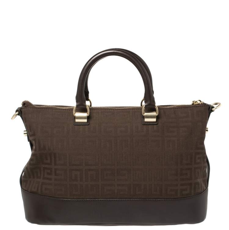 Pre Owned Givenchy Chocolate Brown Monogram Canvas and Leather Satchel