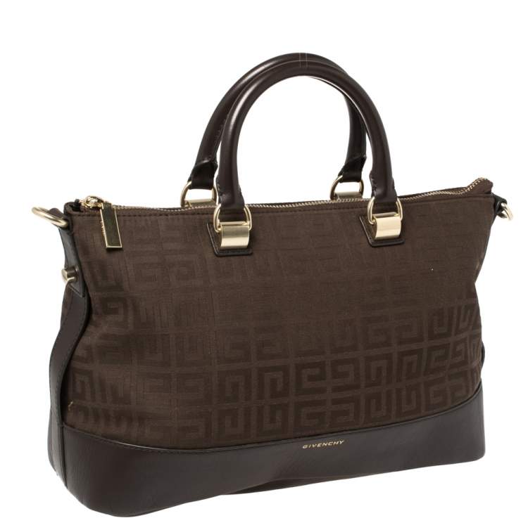 Pre Owned Givenchy Chocolate Brown Monogram Canvas and Leather Satchel