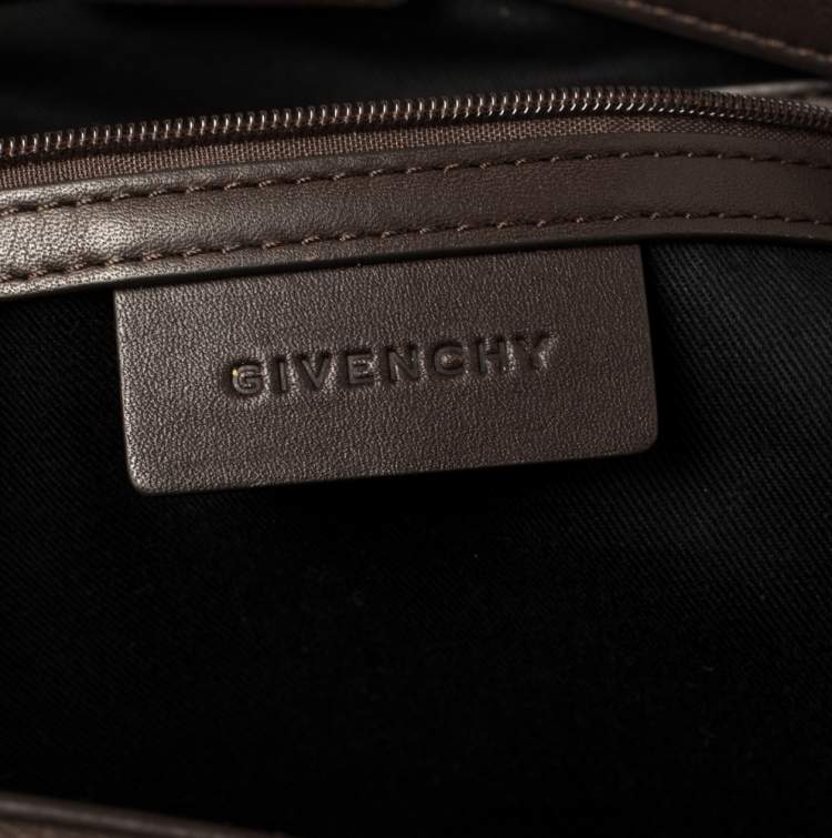 Pre Owned Givenchy Chocolate Brown Monogram Canvas and Leather Double Zip Tote