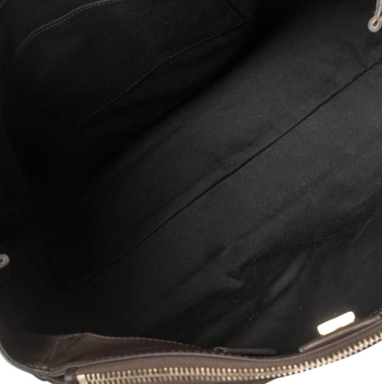 Pre Owned Givenchy Chocolate Brown Monogram Canvas and Leather Double Zip Tote