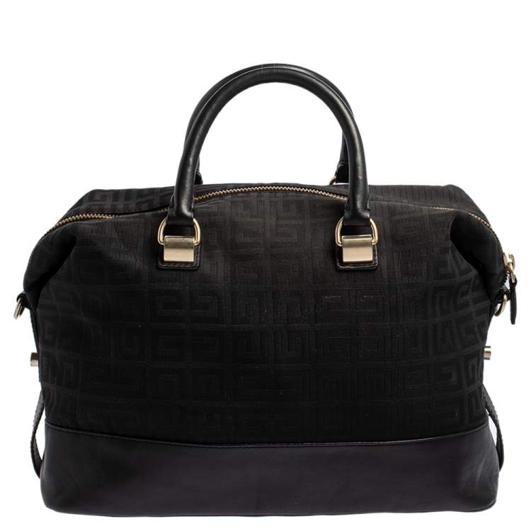 Pre Owned Givenchy Black Monogram Canvas and Leather Zip Satchel
