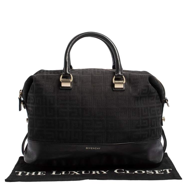 Pre Owned Givenchy Black Monogram Canvas and Leather Zip Satchel
