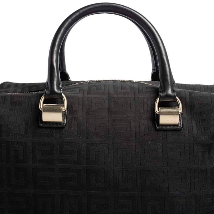 Pre Owned Givenchy Black Monogram Canvas and Leather Zip Satchel
