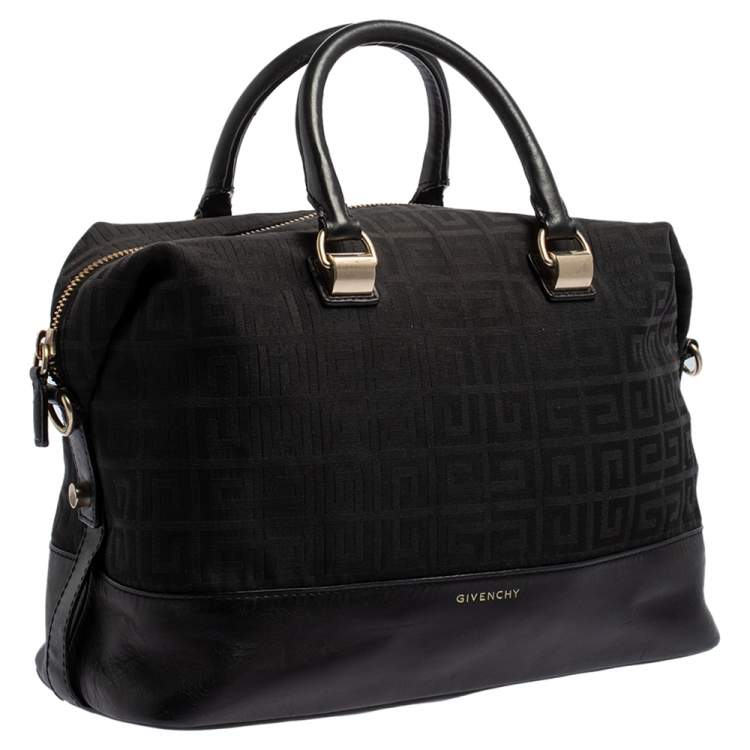 Pre Owned Givenchy Black Monogram Canvas and Leather Zip Satchel