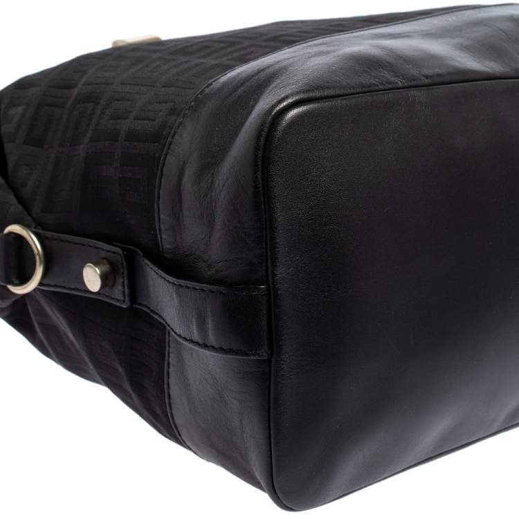 Pre Owned Givenchy Black Monogram Canvas and Leather Zip Satchel