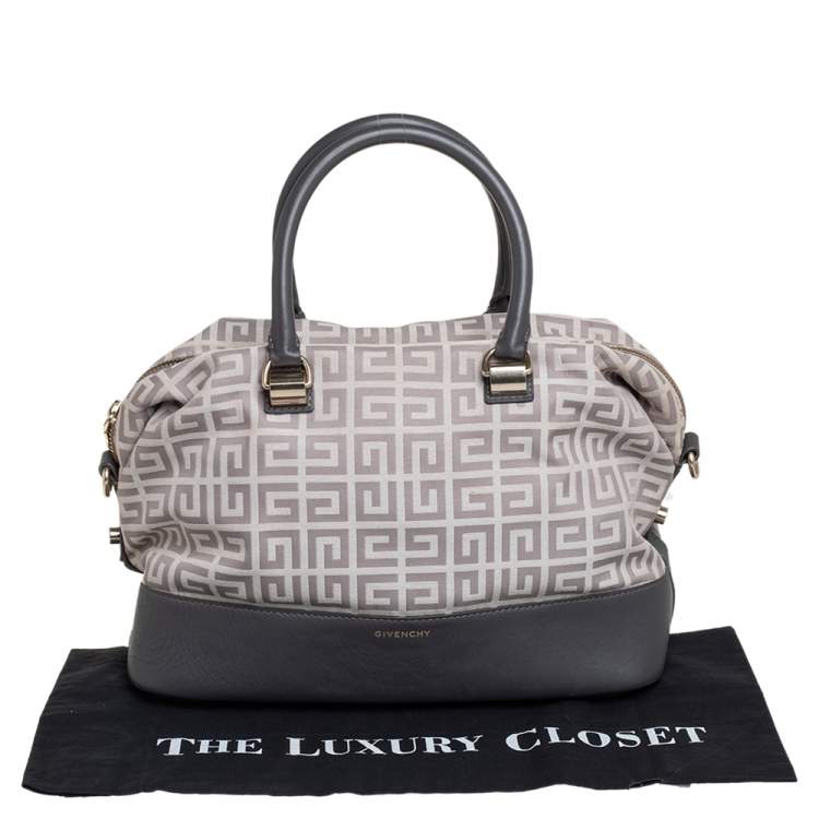 Pre Owned Givenchy Beige/Grey Monogram Canvas and Leather Satchel