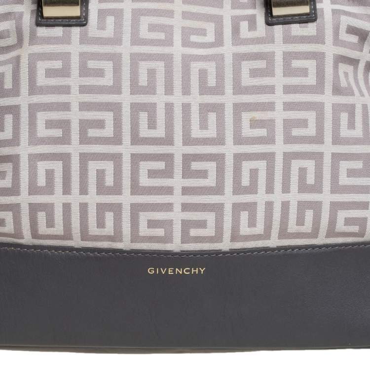 Pre Owned Givenchy Beige/Grey Monogram Canvas and Leather Satchel