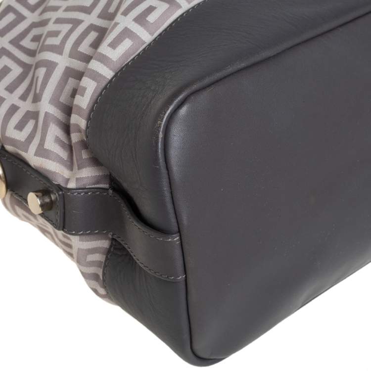 Pre Owned Givenchy Beige/Grey Monogram Canvas and Leather Satchel