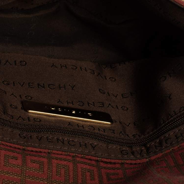 Pre Owned Givenchy Brown/Burgundy Signature Canvas and Leather Flap Baguette 