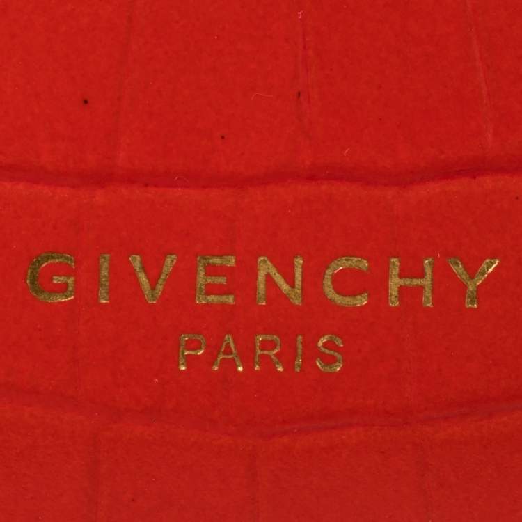 Pre Owned Givenchy Red Croc Embossed Leather and Leather Card Case