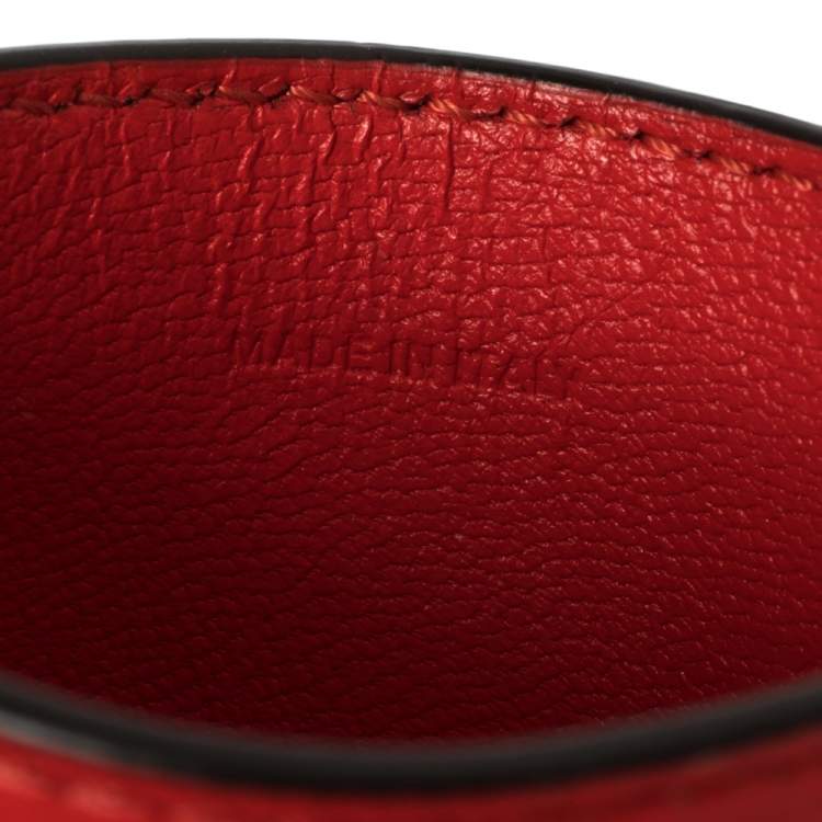 Pre Owned Givenchy Red Croc Embossed Leather and Leather Card Case