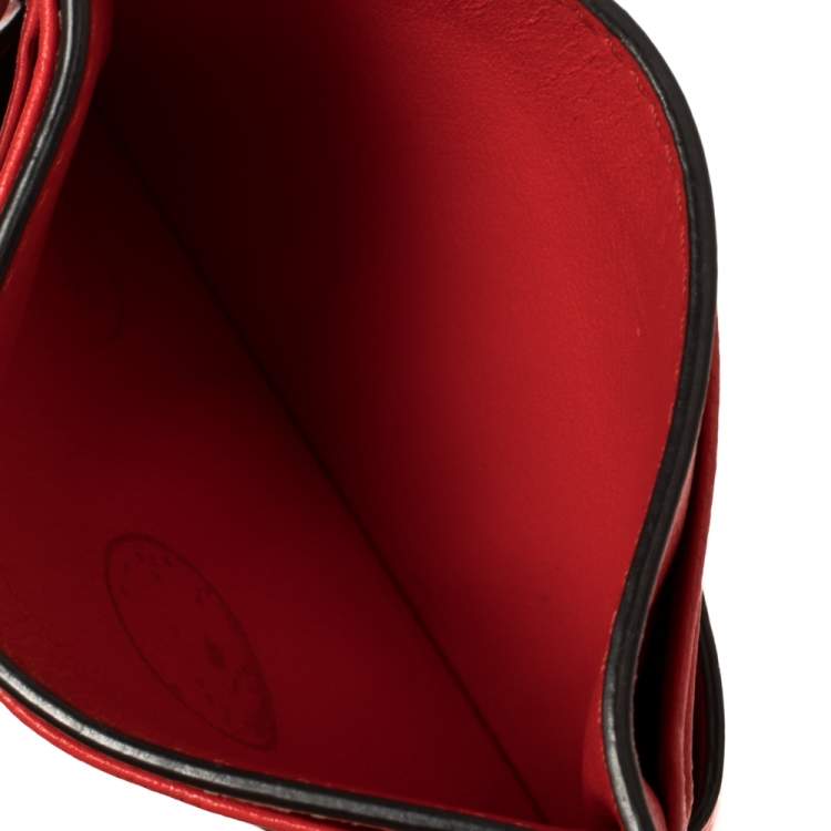 Pre Owned Givenchy Red Croc Embossed Leather and Leather Card Case