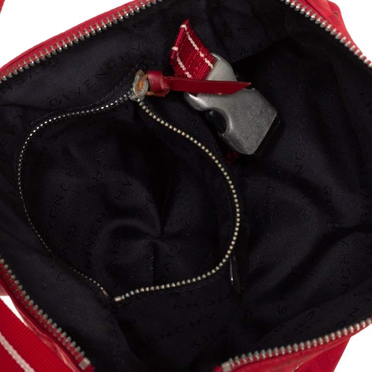 Pre Owned Givenchy Red Monogram Nylon Baguette