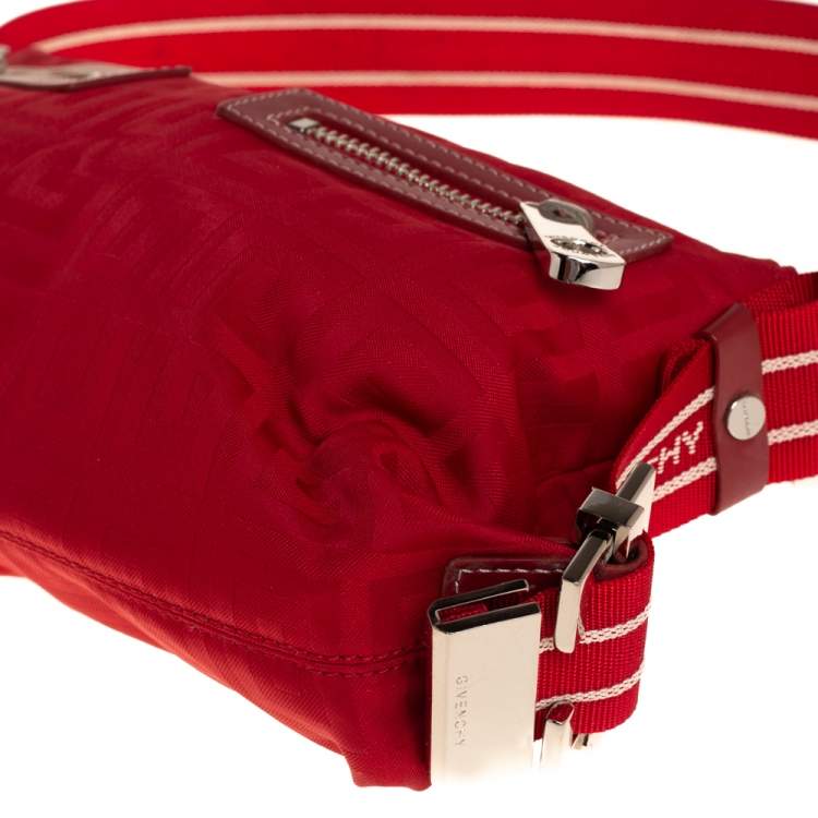 Pre Owned Givenchy Red Monogram Nylon Baguette