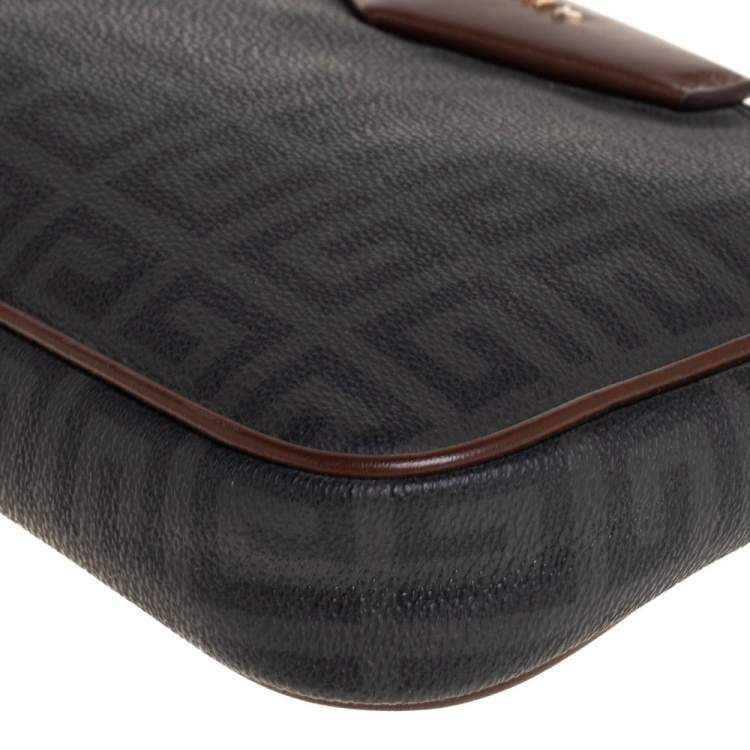Pre Owned Givenchy Dark Grey/Brown Monogram Coated Canvas and Leather Shoulder Bag