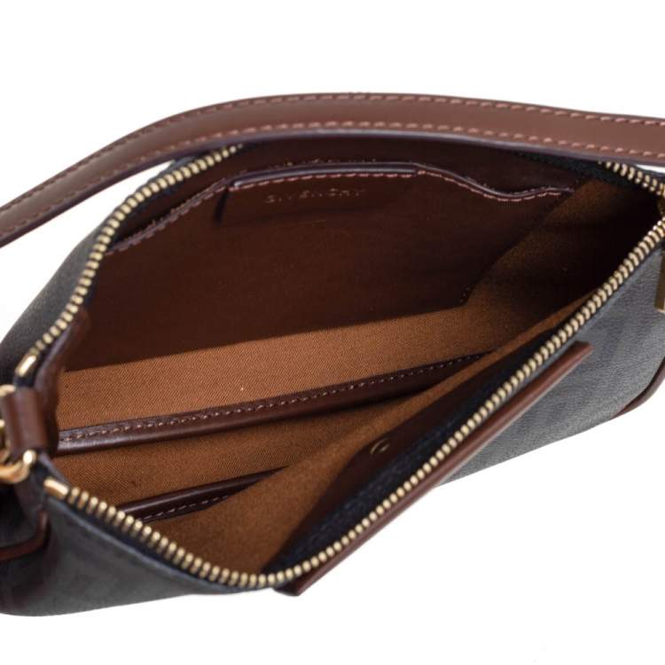 Pre Owned Givenchy Dark Grey/Brown Monogram Coated Canvas and Leather Shoulder Bag