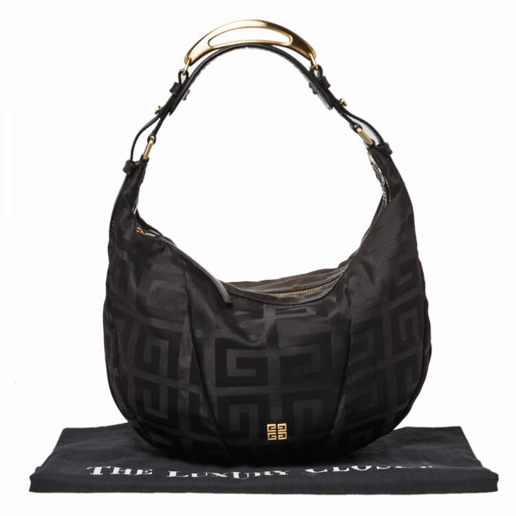 Pre Owned Givenchy Black Monogram Canvas and Leather Hobo