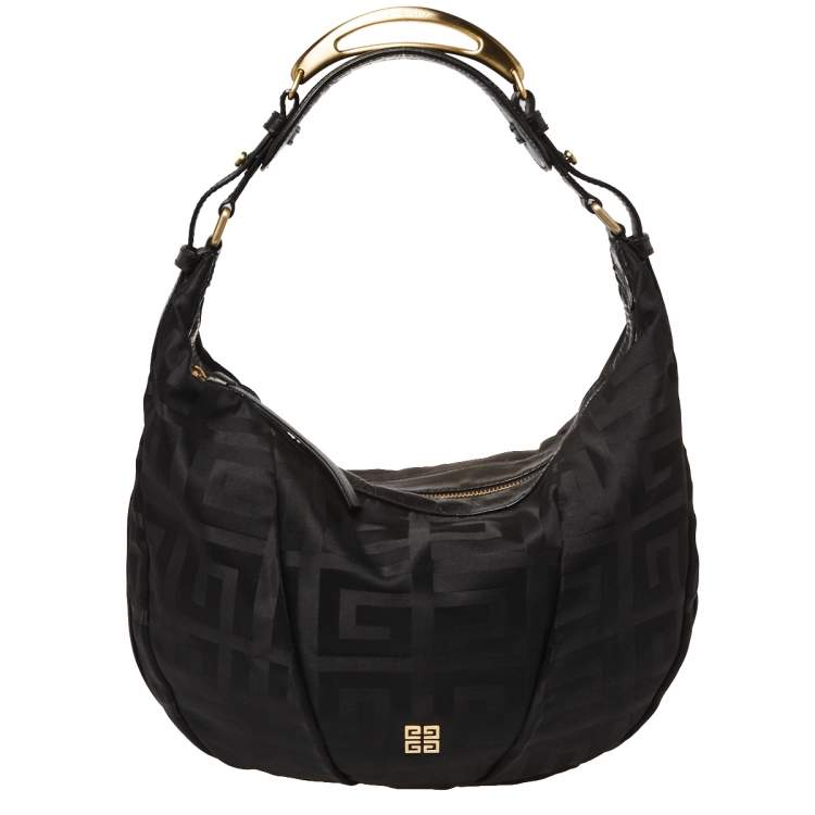 Pre Owned Givenchy Black Monogram Canvas and Leather Hobo