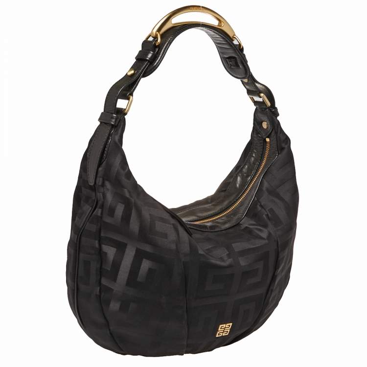 Pre Owned Givenchy Black Monogram Canvas and Leather Hobo