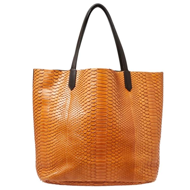 Pre Owned Givenchy Orange/Brown Python And Leather Antigona Shopper Tote