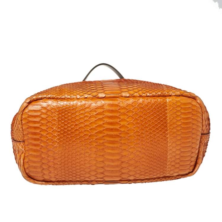 Pre Owned Givenchy Orange/Brown Python And Leather Antigona Shopper Tote