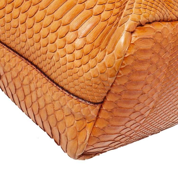 Pre Owned Givenchy Orange/Brown Python And Leather Antigona Shopper Tote