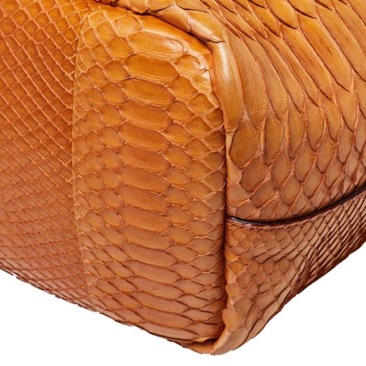 Pre Owned Givenchy Orange/Brown Python And Leather Antigona Shopper Tote
